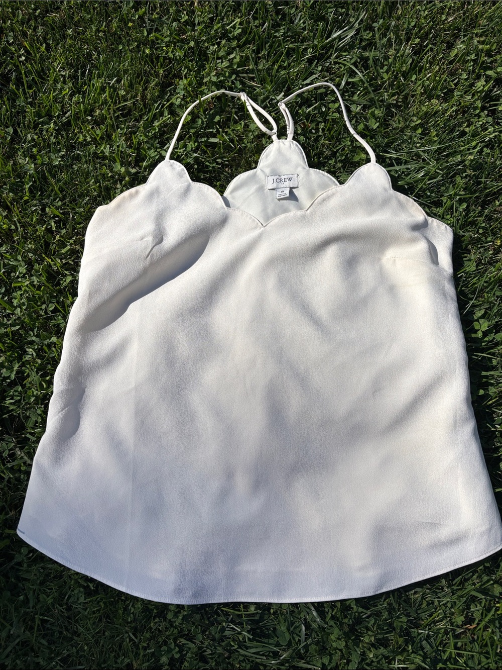 J Crew Cream Scallop Tank Top